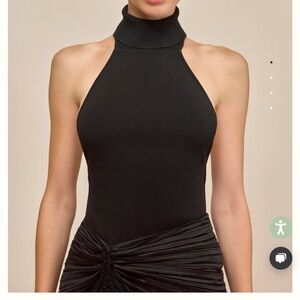 Cult Gaia Black High-Neck “Wake Knit Top”